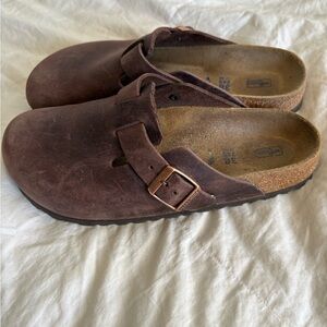 Birkenstock Boston Clogs Oiled Leather Habana Brown Women’s 38 NARROW FIT EUC